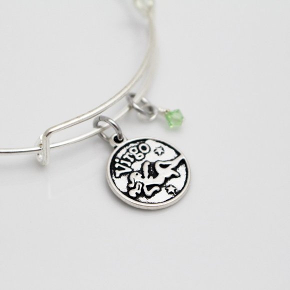 August Virgo Adjustable Charm Bangle - Handmade Zodiac Bracelet - Picture 12 of 14